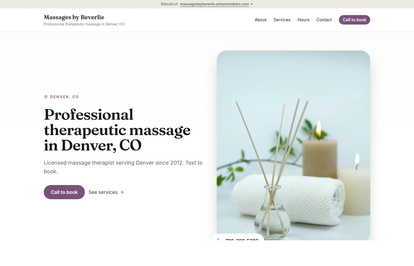 Rebuilt site for Massages by Beverlie